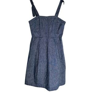 BCBGeneration Denim Pinstripe Mini Apron Overall Mini Dress Size 4 Cottagecore